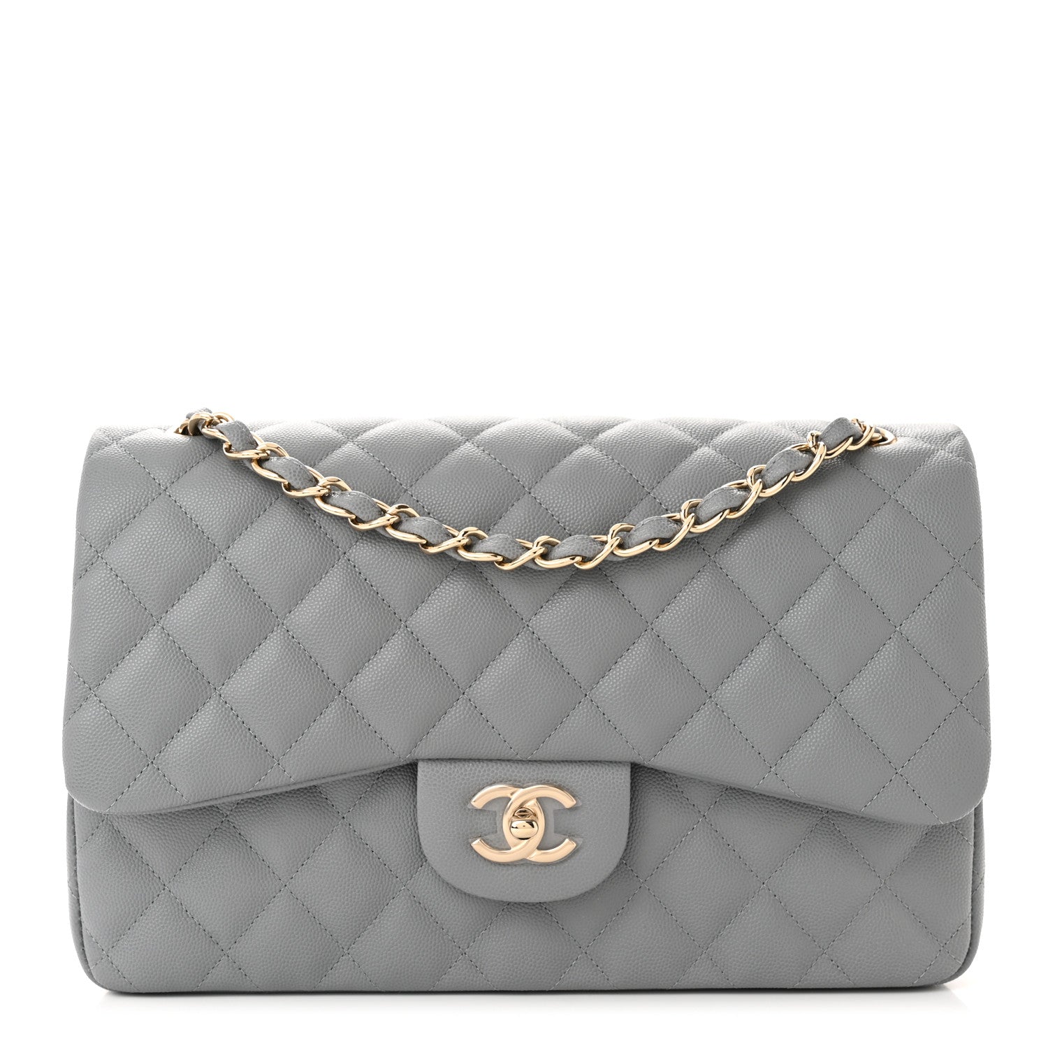 Chanel Caviar Quilted Jumbo Double Flap Grey 1 of 11