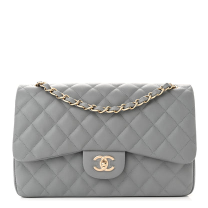 Chanel Caviar Quilted Jumbo Double Flap Grey 1 of 11