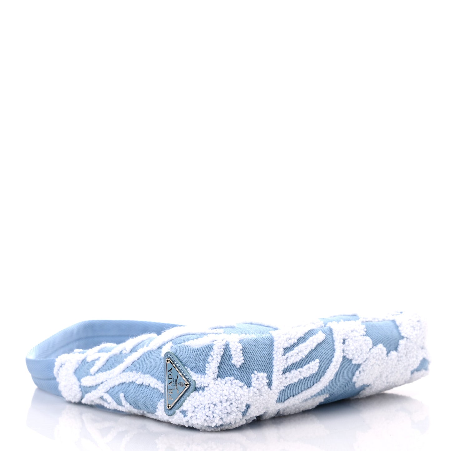 Nylon Embroidered Drill Mini Re-Edition 2000 Bag Sky Blue White