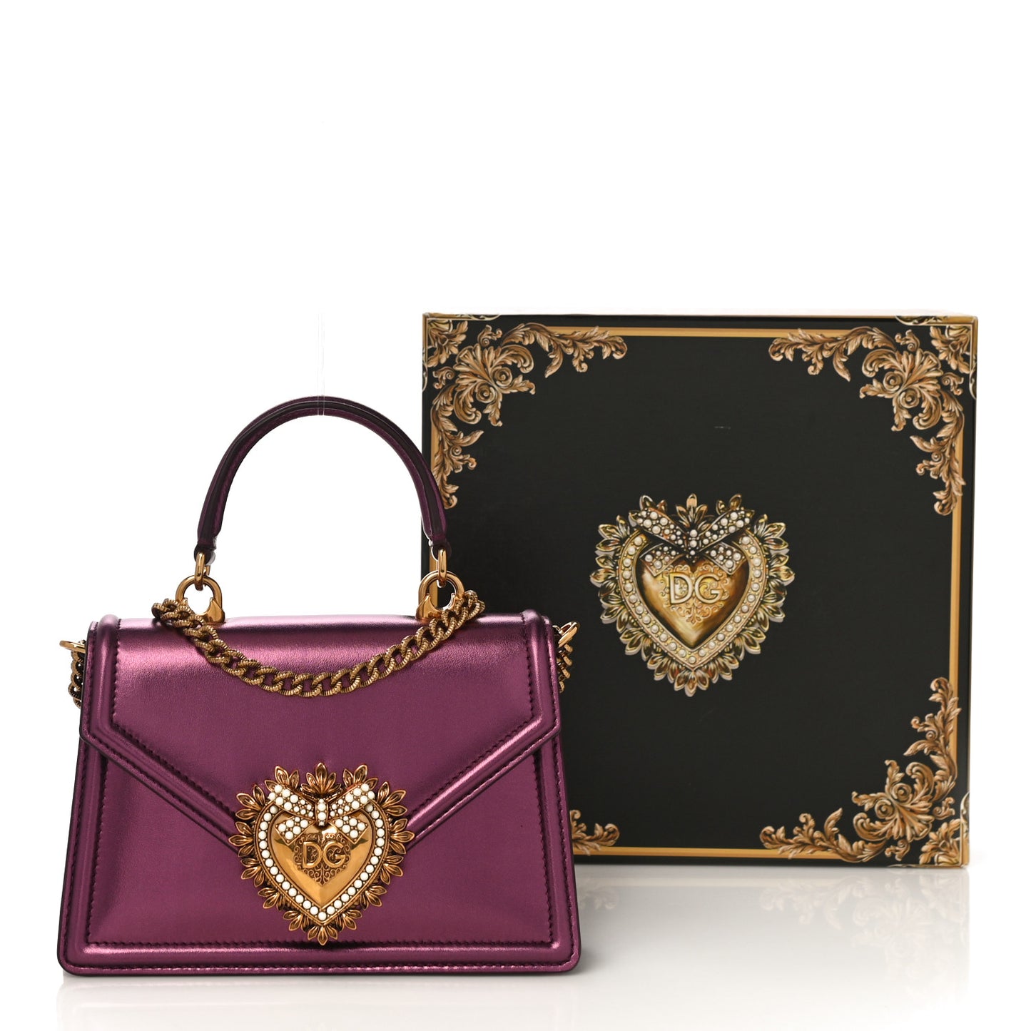 Metallic Nappa Small Devotion Top Handle Bag Purple