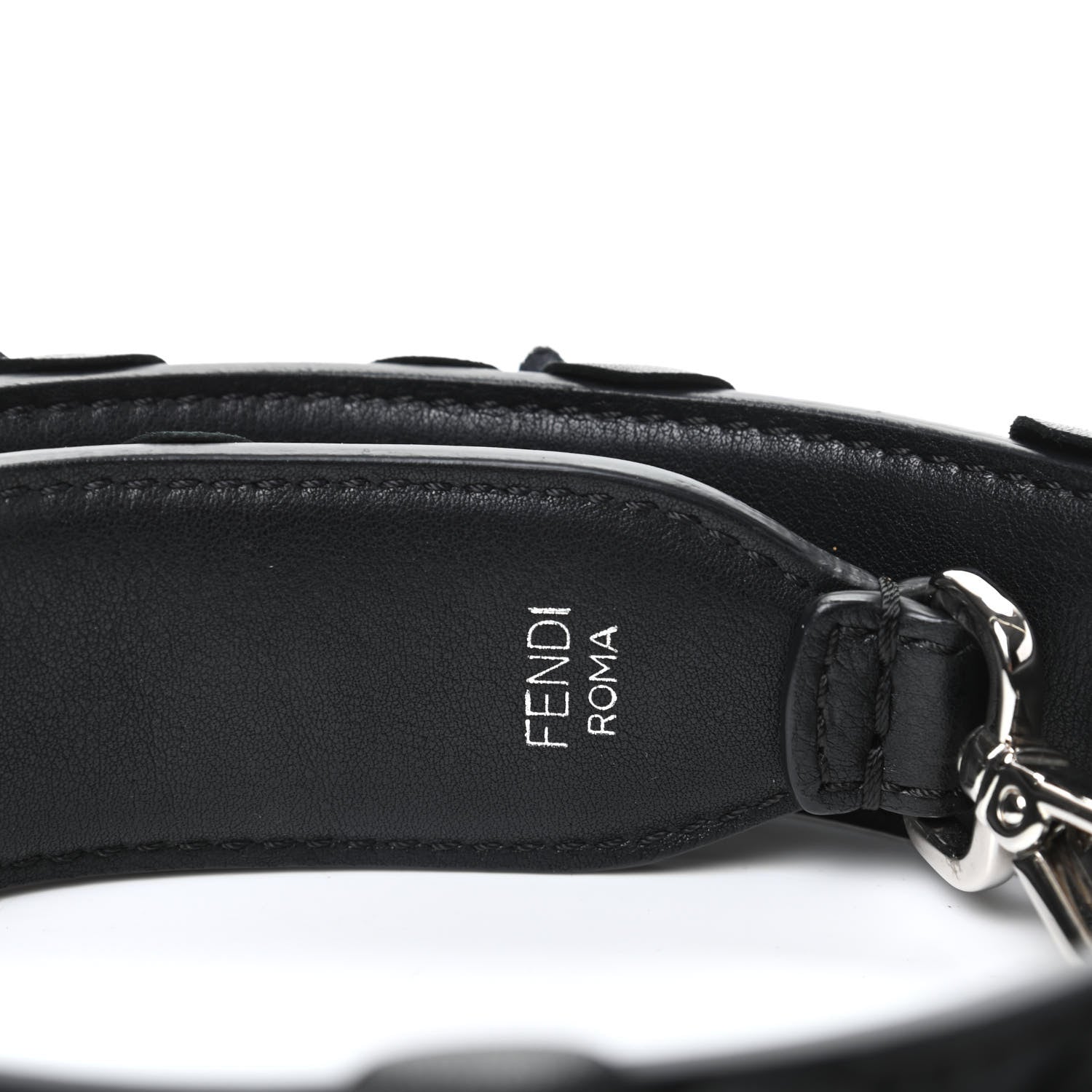 Fendi Vitello Dolce Nappa Patent Flowerland Studded Strap You Black 3 of 3