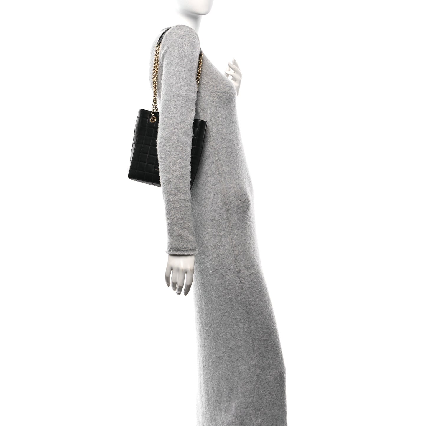 Lambskin Carre Quilted Mini Shopping Bag Black