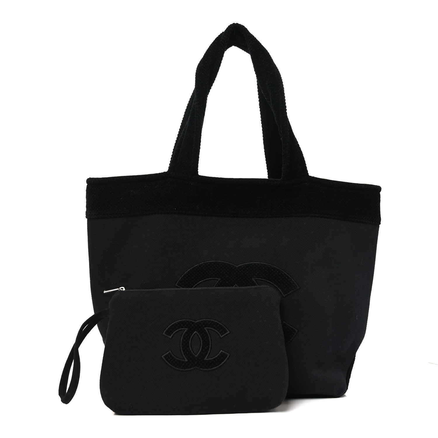 Chanel Cotton CC Beach Tote Black 3 of 9