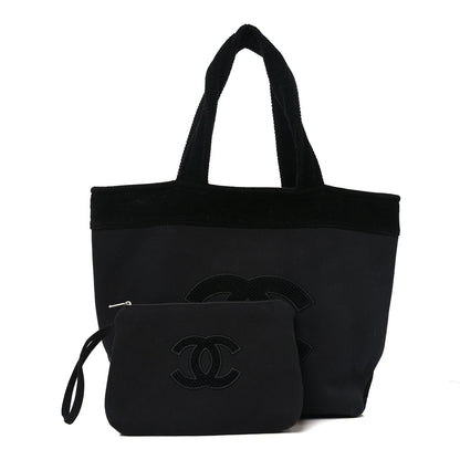 Chanel Cotton CC Beach Tote Black 3 of 9