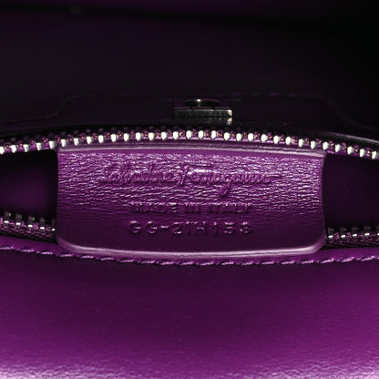 Salvatore Ferragamo Calfskin Quilted Gancini Small Flap Bag Purple 6 of 9