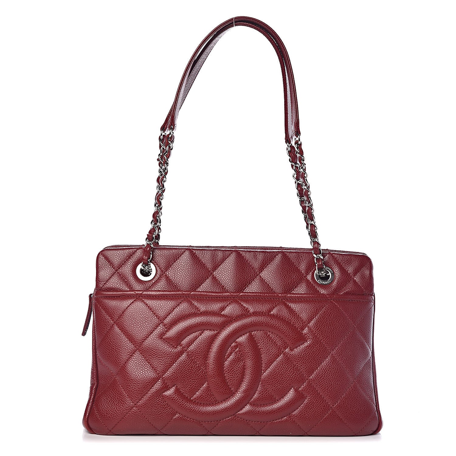 Chanel Caviar Quilted Timeless CC Soft Tote Dark Red 1 of 11