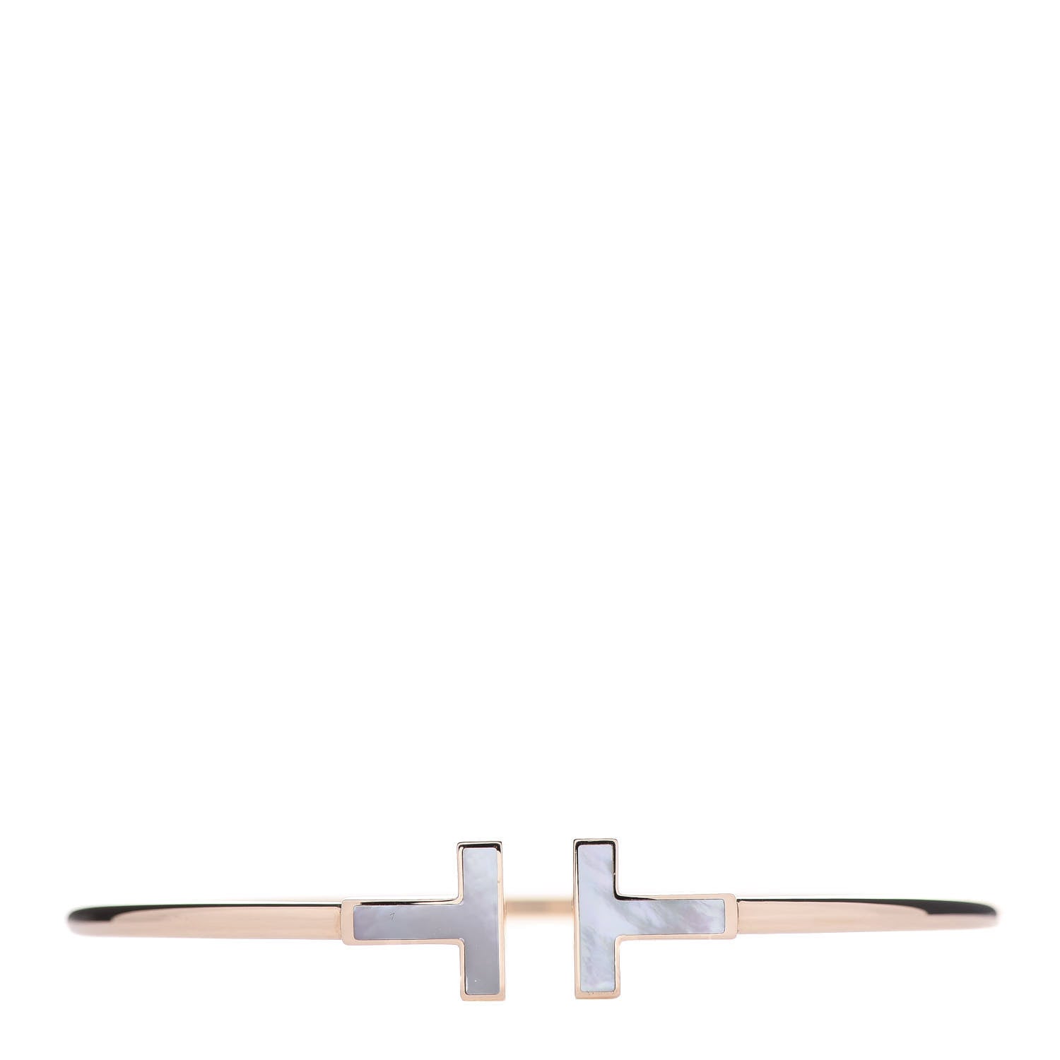 Tiffany 18K Rose Gold Mother of Pearl T Wire Bracelet 1 of 6
