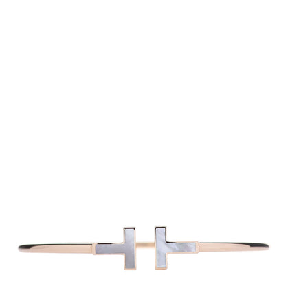 Tiffany 18K Rose Gold Mother of Pearl T Wire Bracelet 1 of 6