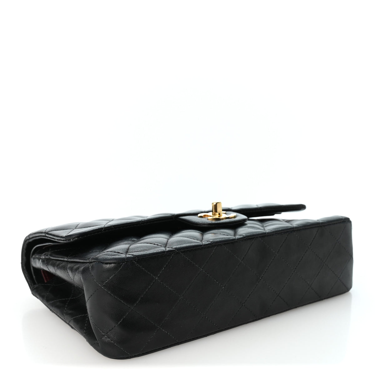 Lambskin Quilted Medium Double Flap Black