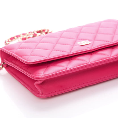 Chanel Lambskin Quilted Wallet On Chain WOC Pink 9 of 10