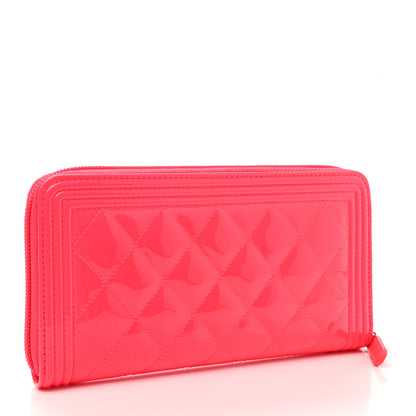Chanel Patent Quilted Boy Zip Around Wallet Pink 3 of 8