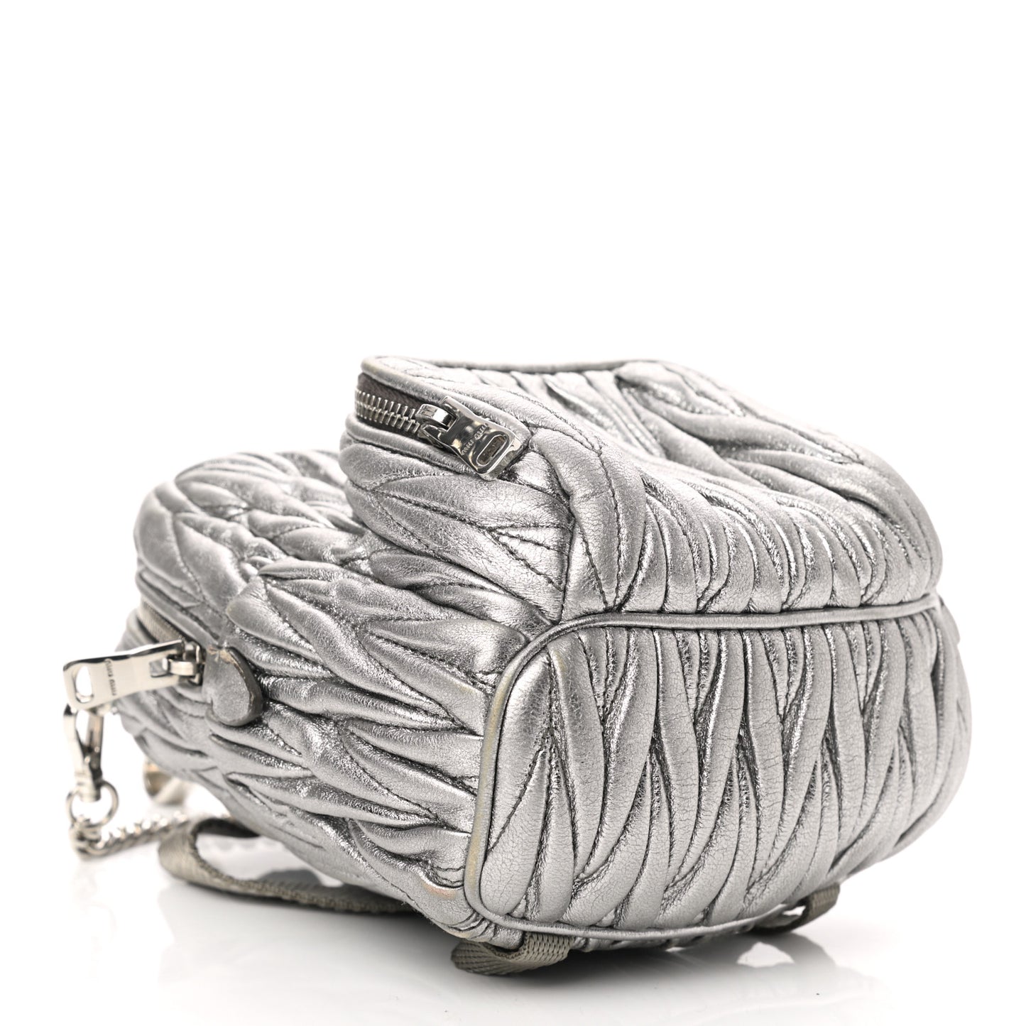 Metallic Nappa Matelasse Lux Mini Backpack Cromo