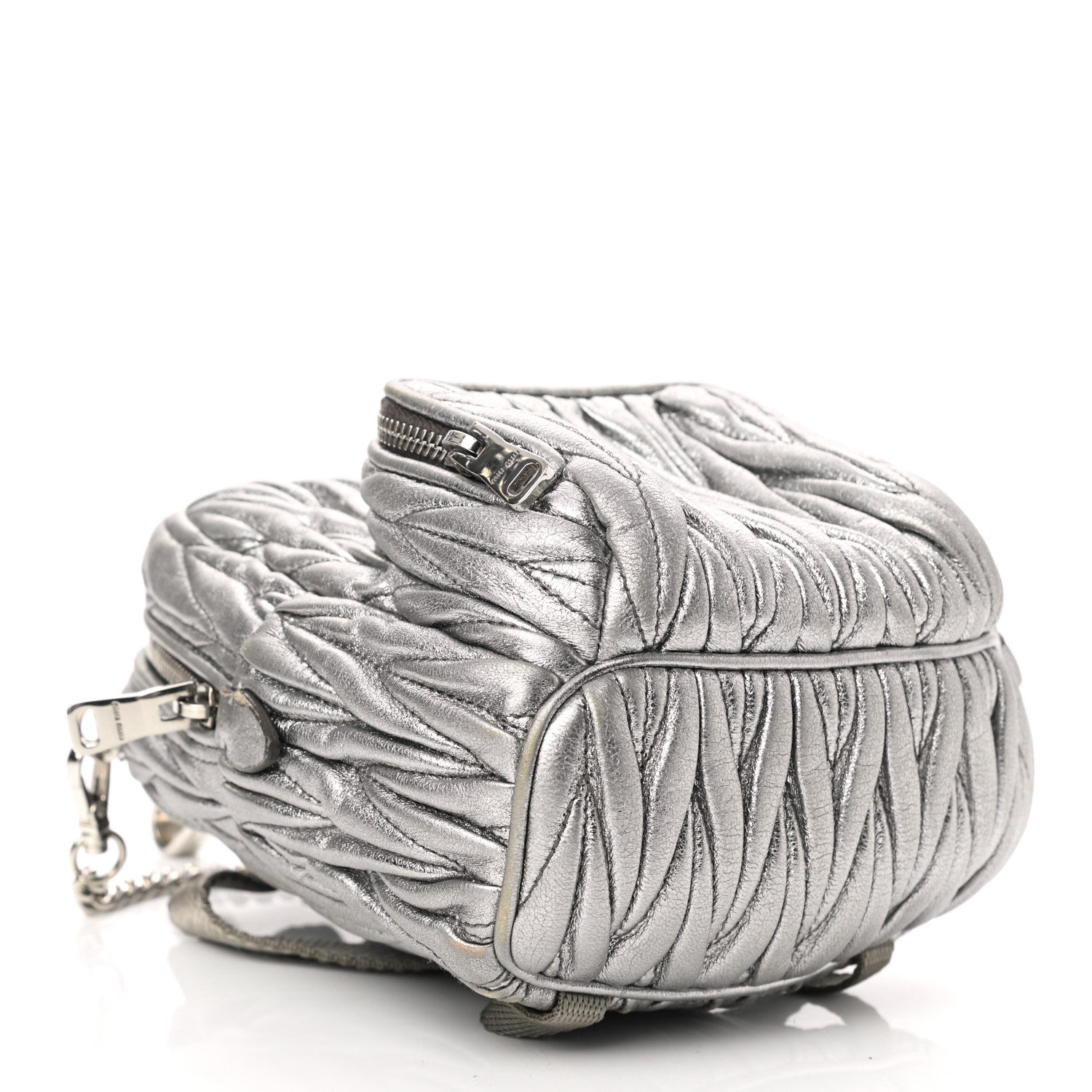 Miu Miu Metallic Nappa Matelasse Lux Mini Backpack Cromo 4 of 12