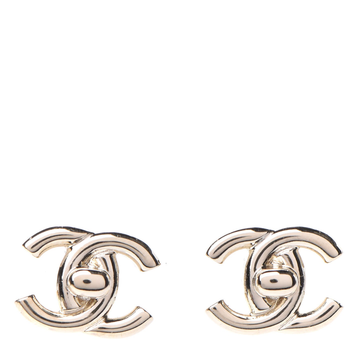 Metal CC Turnlock Earrings Gold