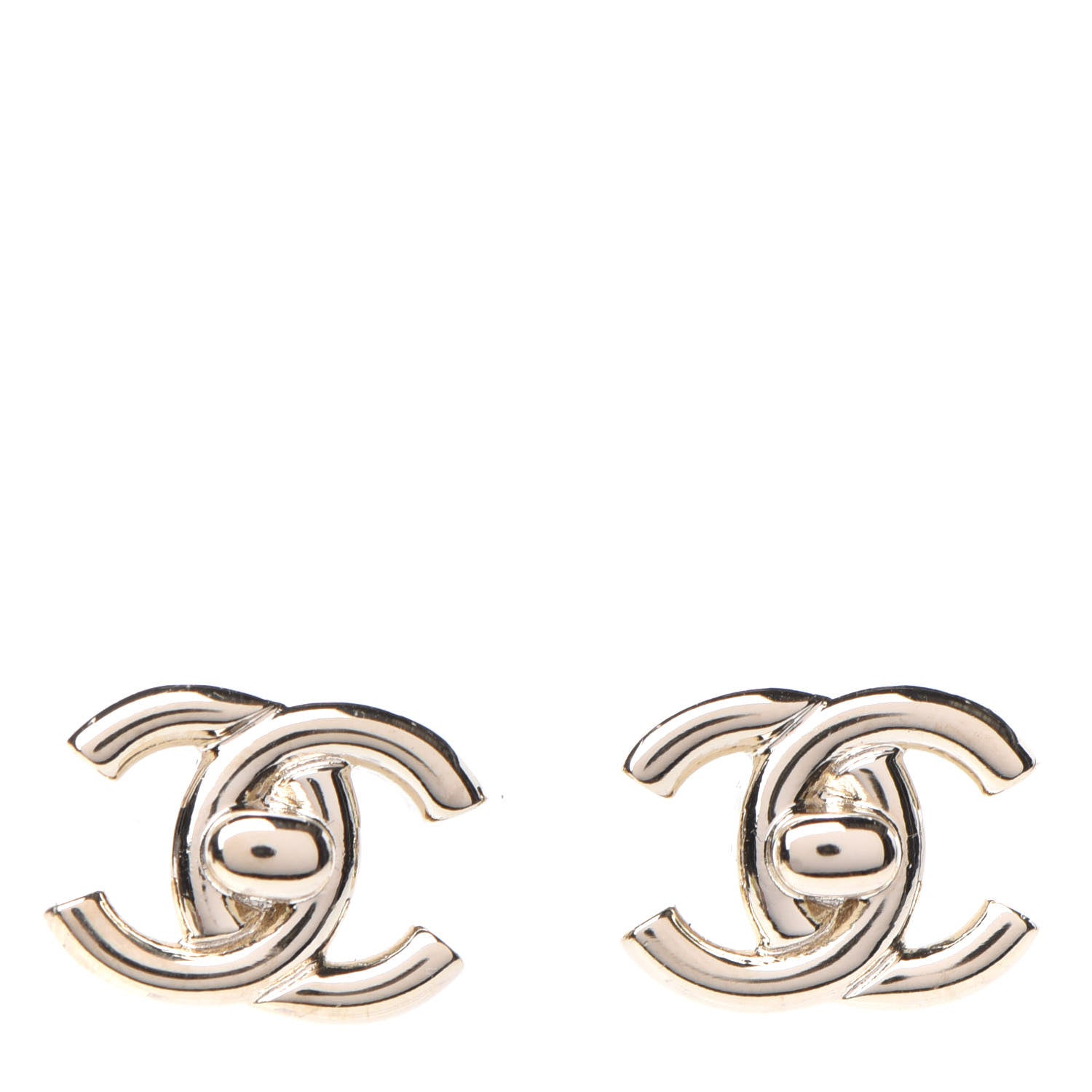Chanel Metal CC Turnlock Earrings Gold 1 of 5