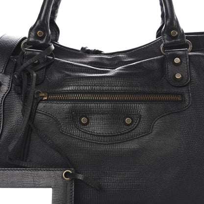Balenciaga Agneau Lizard Embossed Classic Hardware City Black 14 of 14