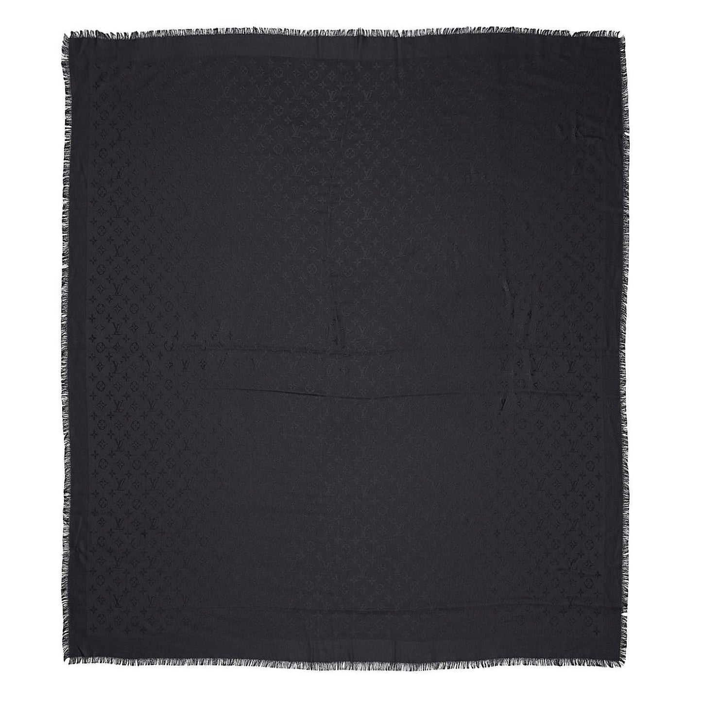 Silk Wool Monogram Shawl Black