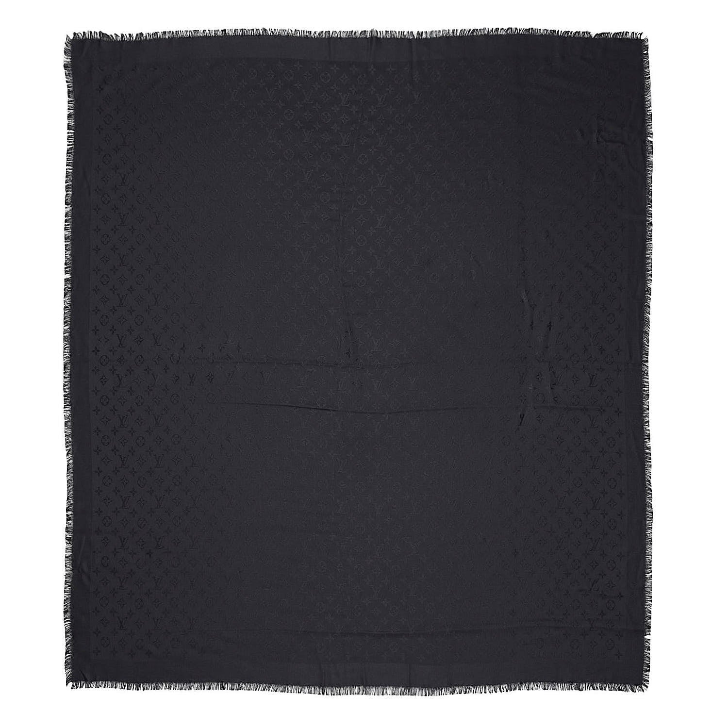 Louis Vuitton Silk Wool Monogram Shawl Black 1 of 3