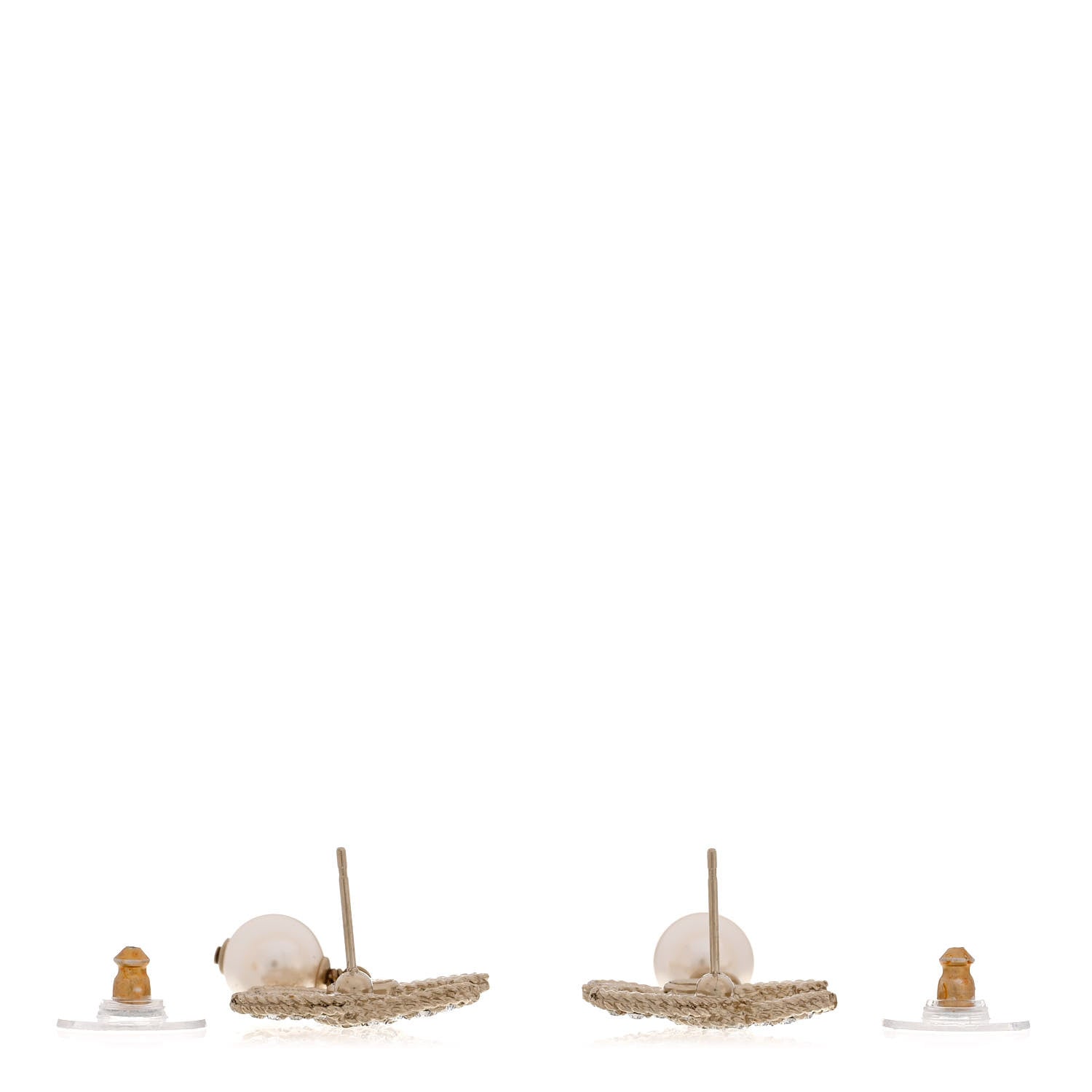 Chanel Crystal Pearl CC Drop Earrings Gold 3 of 4