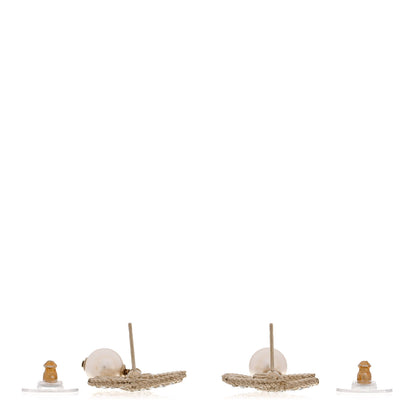 Chanel Crystal Pearl CC Drop Earrings Gold 3 of 4