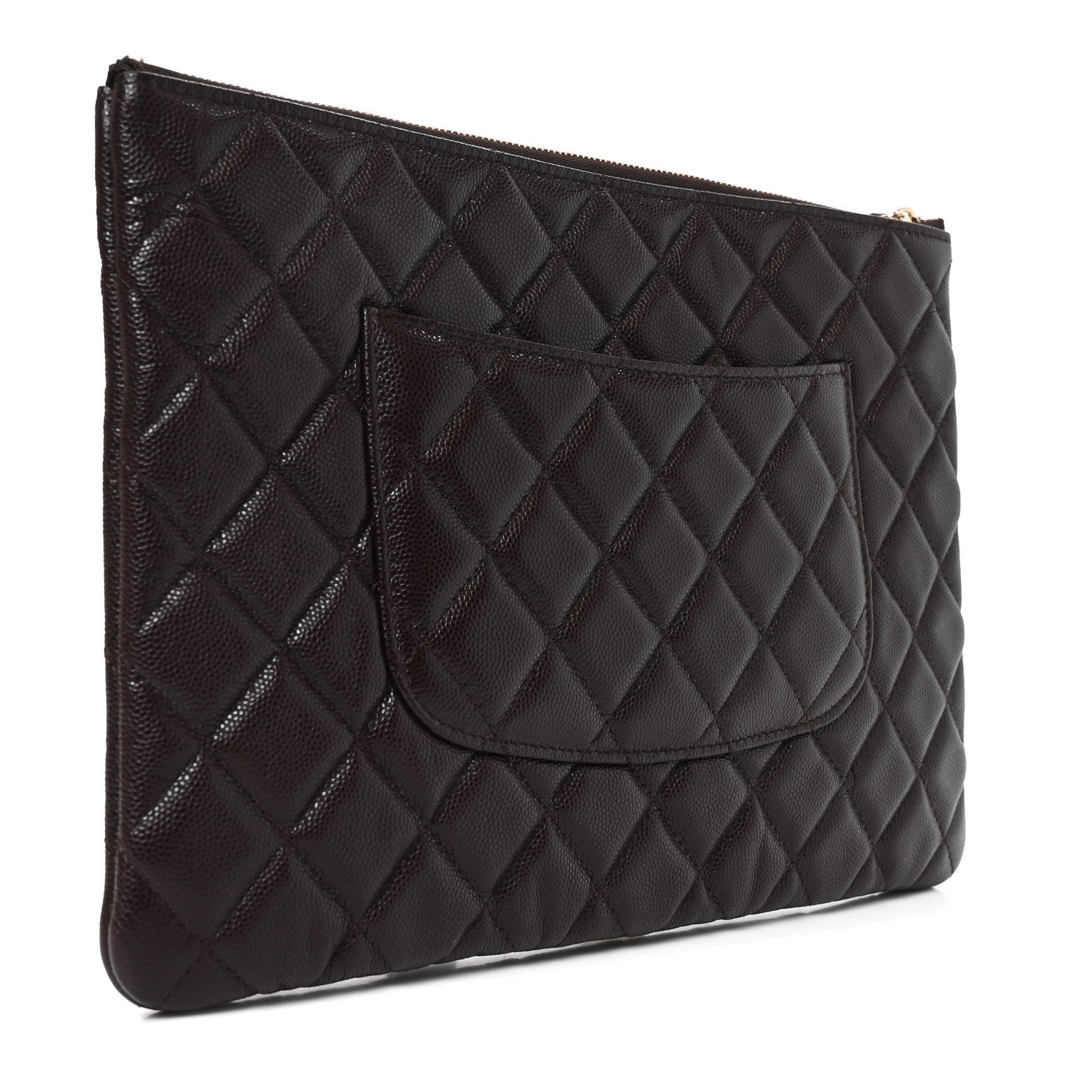 Chanel Caviar Quilted Medium Cosmetic Case Brown 3 of 11