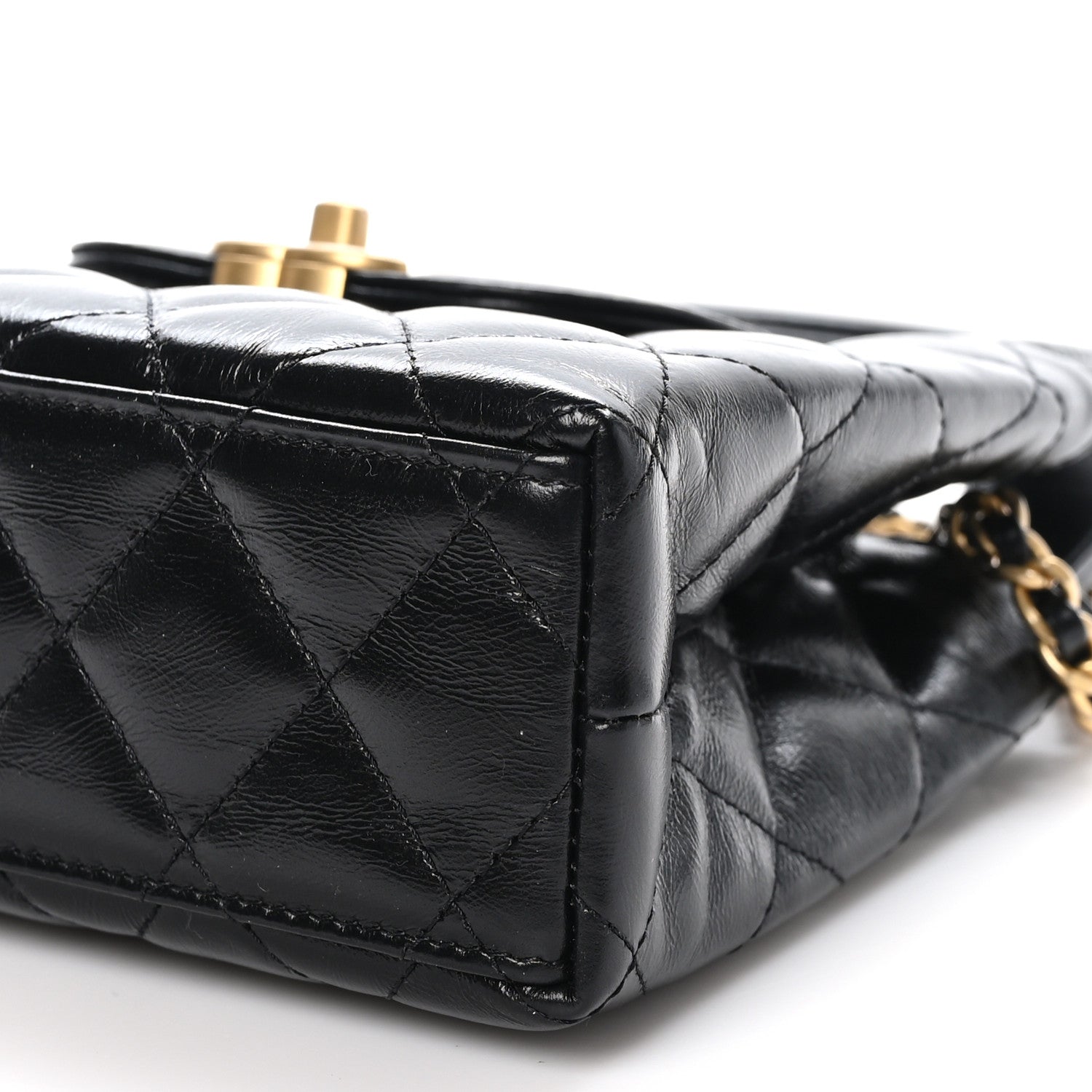 Chanel Shiny Aged Calfskin Quilted Nano Kelly Shopper Black 10 of 10