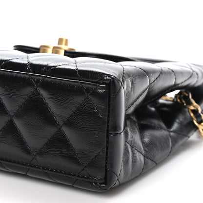 Chanel Shiny Aged Calfskin Quilted Nano Kelly Shopper Black 10 of 10