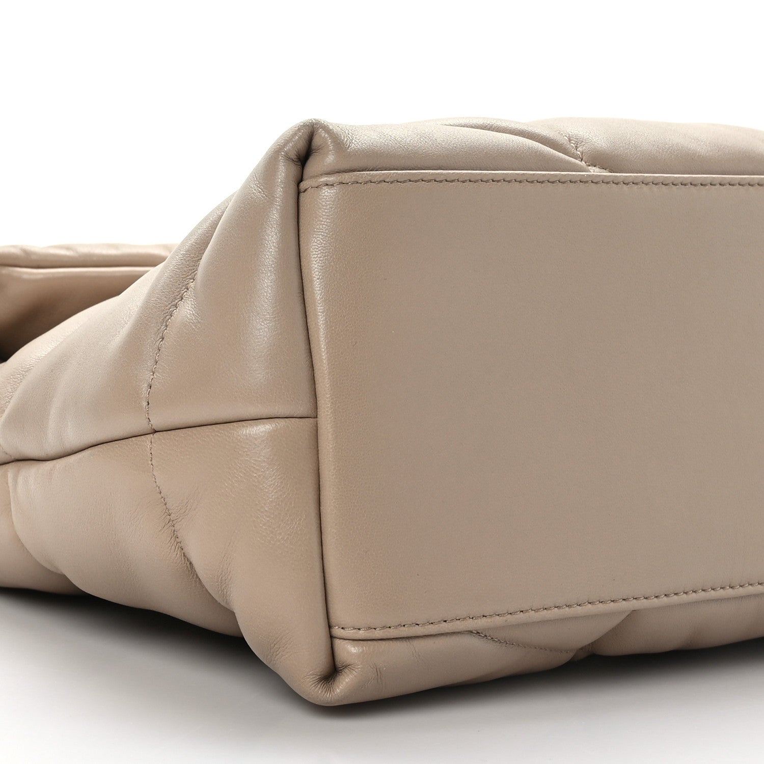 Saint Laurent Lambskin Quilted Medium Loulou Puffer Monogram Chain Satchel Dark Beige 8 of 9