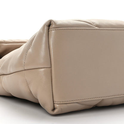 Saint Laurent Lambskin Quilted Medium Loulou Puffer Monogram Chain Satchel Dark Beige 8 of 9