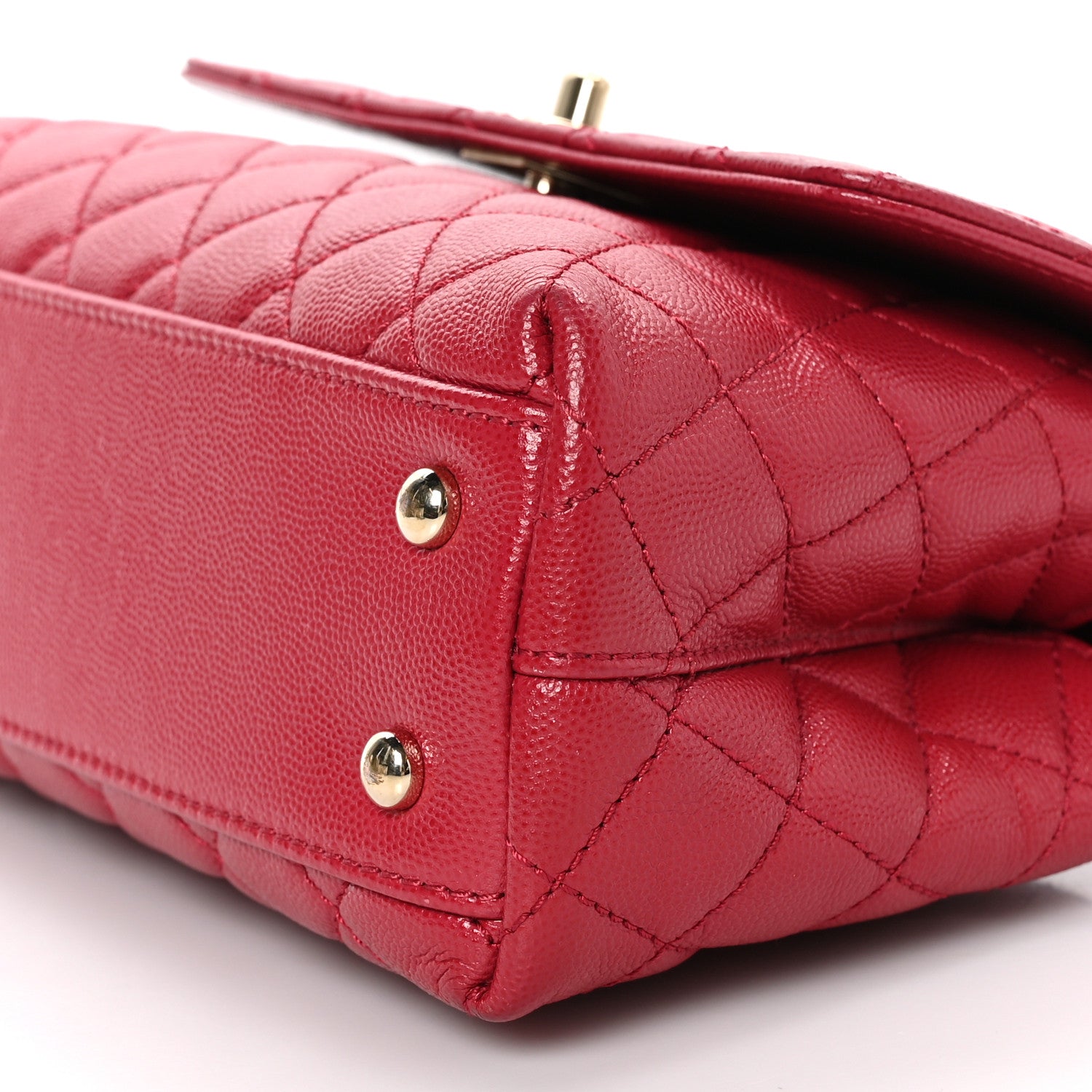 Chanel Caviar Quilted Mini Coco Handle Flap Red 10 of 11