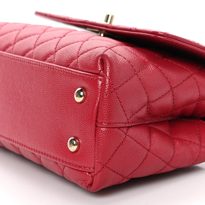 Chanel Caviar Quilted Mini Coco Handle Flap Red 10 of 11