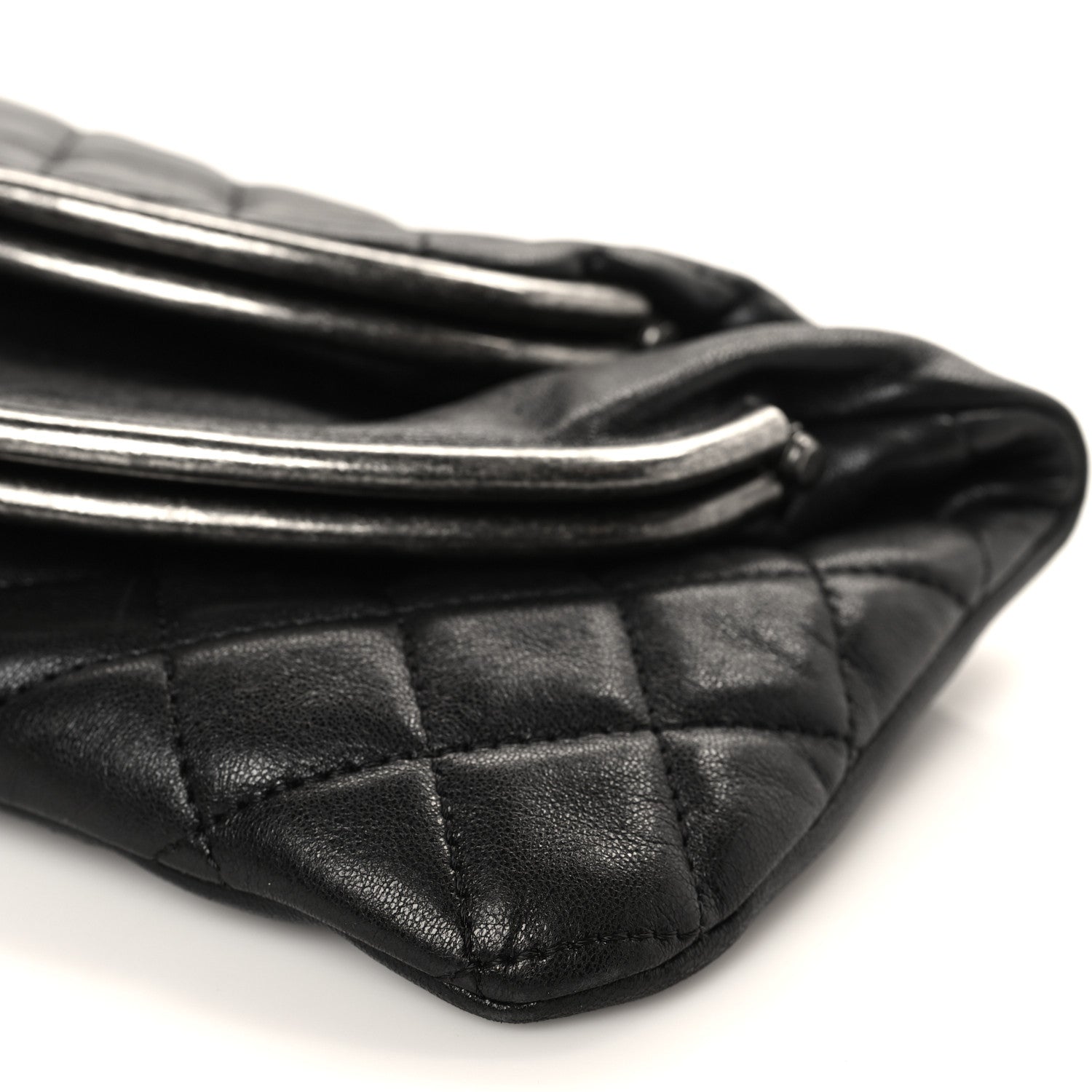 Chanel Lambskin Quilted Frame Clasp Flap Clutch Black 10 of 10