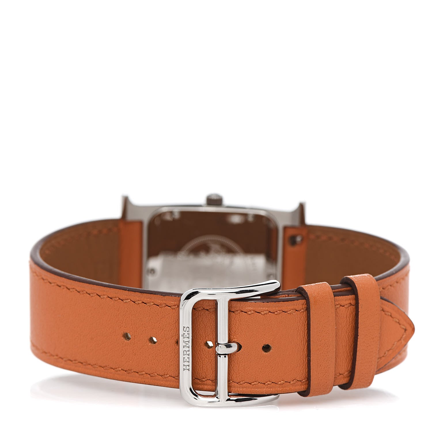 Hermes Stainless Steel Swift 26mm Heure H Hour Quartz Watch Orange 3 of 8