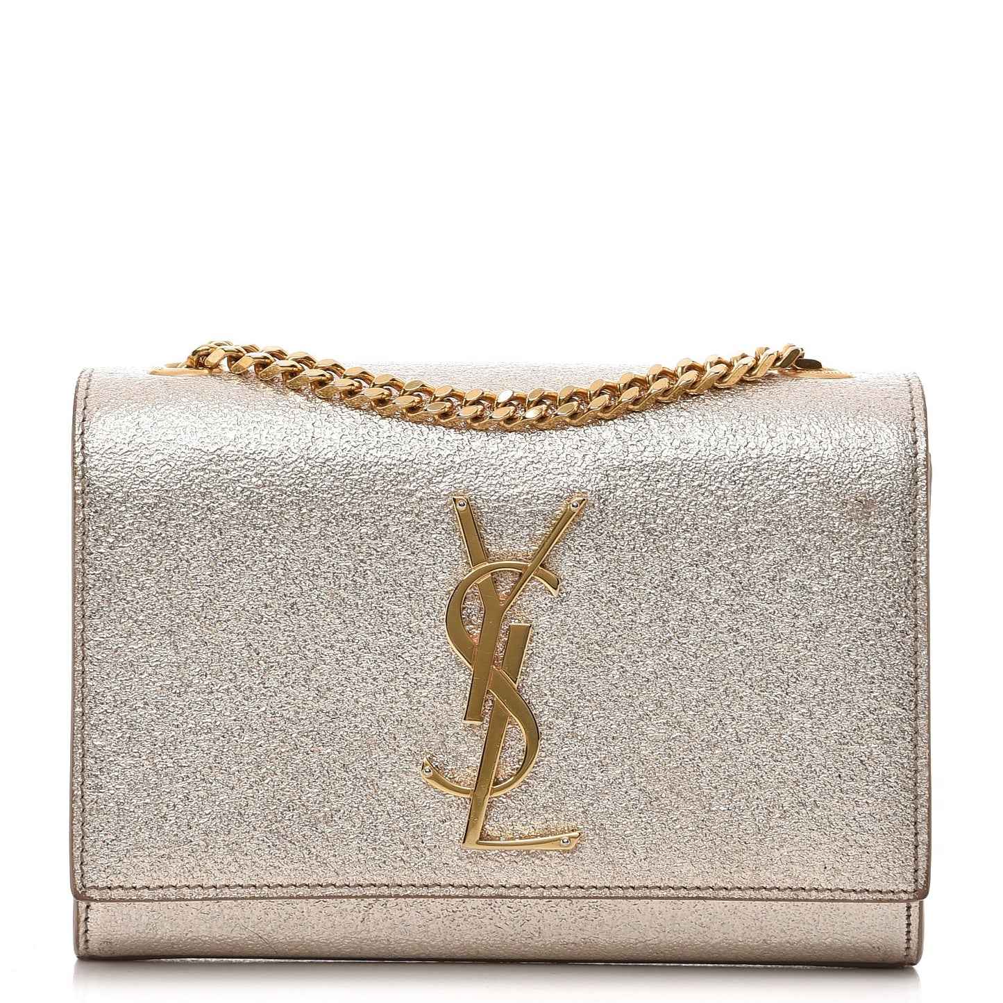 Metallic Calfskin Small Classic Monogram Kate Satchel Pale Gold