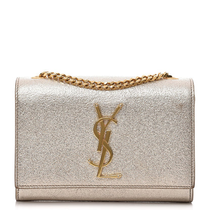 Saint Laurent Metallic Calfskin Small Classic Monogram Kate Satchel Pale Gold 1 of 10