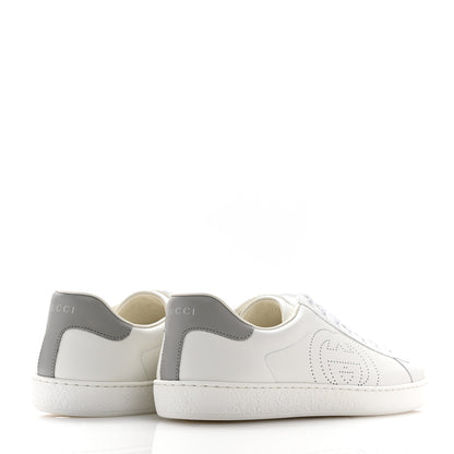Gucci Calfskin Interlocking G Perforated Mens Ace Sneakers 9.5 White Grey Sky 5 of 10