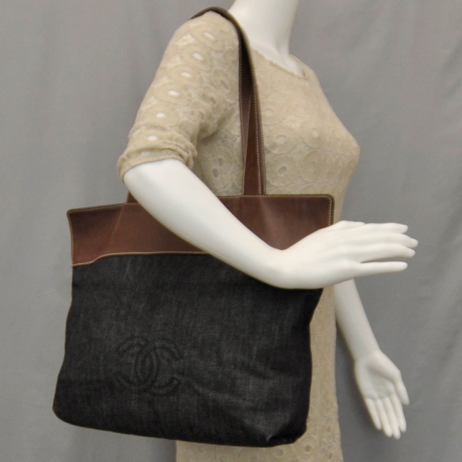 Chanel Denim Leather Shoulder Bag 2 of 7