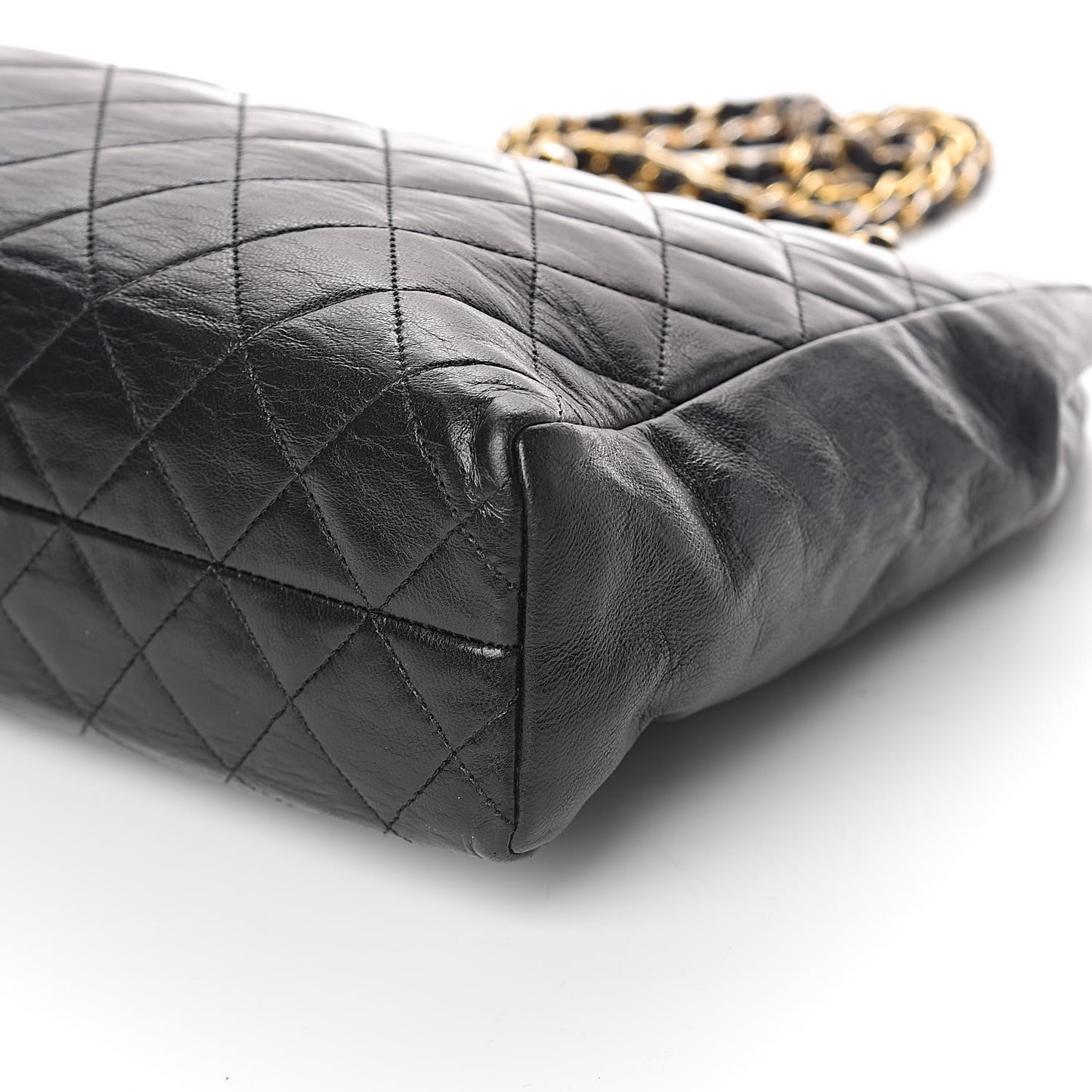 Lambskin Quilted Shopping Tote Black