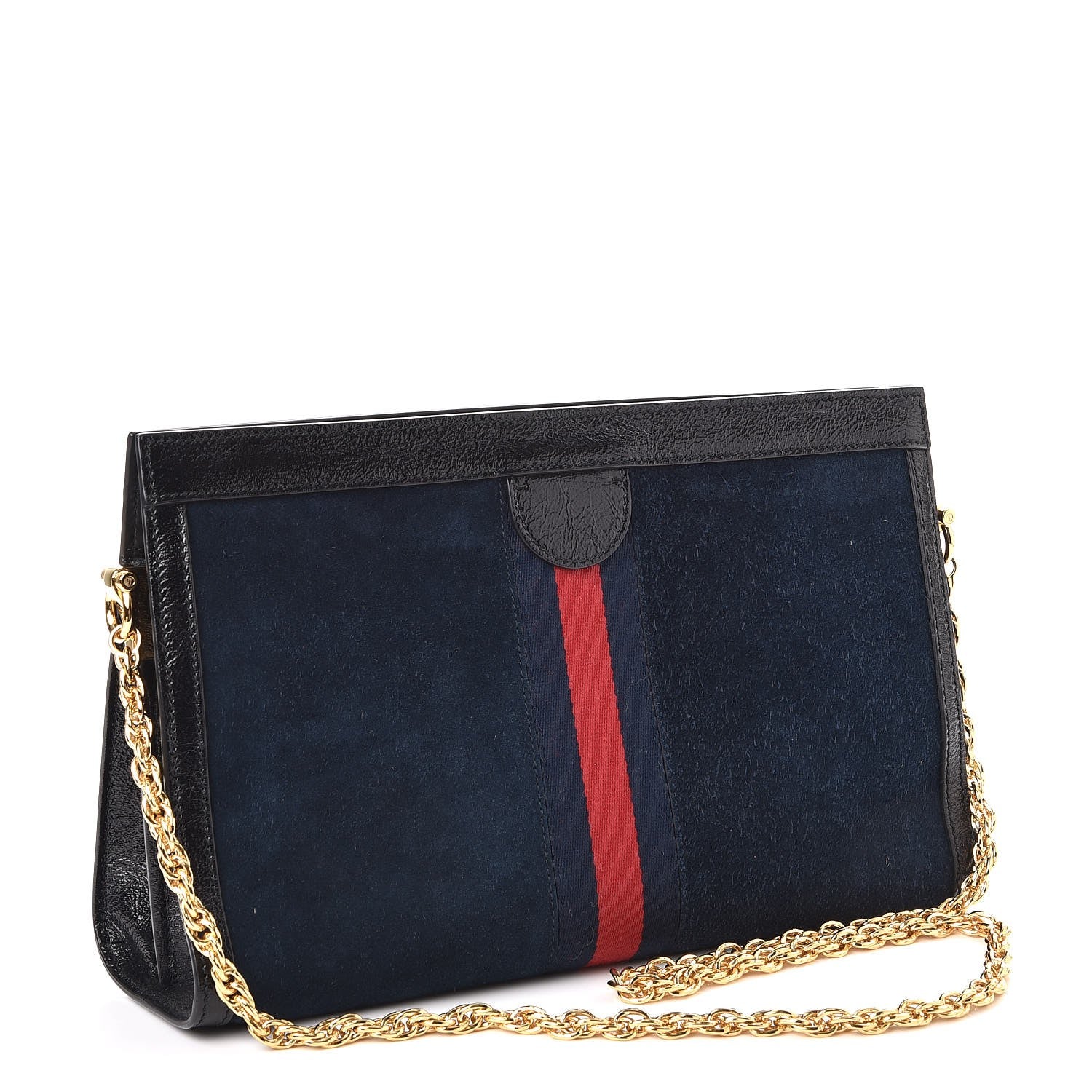 Gucci Suede Patent Web Dragon Embroidered Medium Ophidia Chain Shoulder Bag Blue Multicolor Black 3 of 7