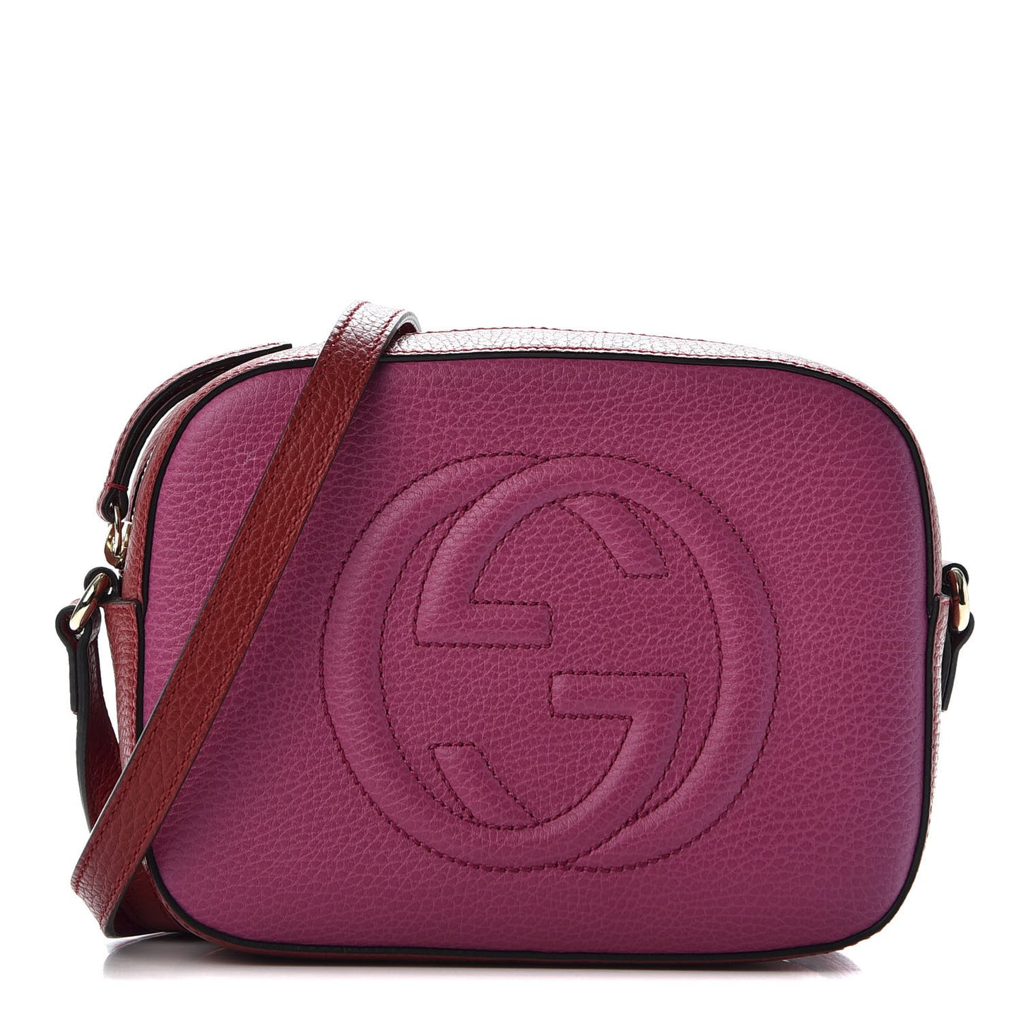 Dollar Calfskin Bi-Color Small Soho Disco Bag New Rosette Hibiscus Red