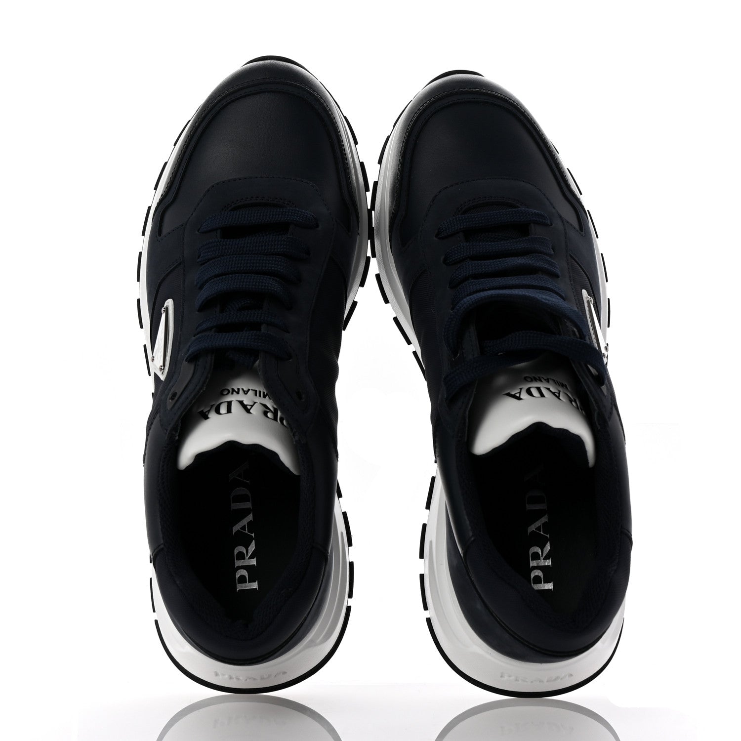 Prada Rois Nylon Triangle Logo Mens Low Top Sneakers 8.5 Bluette 2 of 10