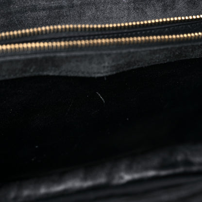 Saint Laurent Suede Mixed Matelasse Tri-Quilt Large Monogram Envelope Satchel Black 13 of 25