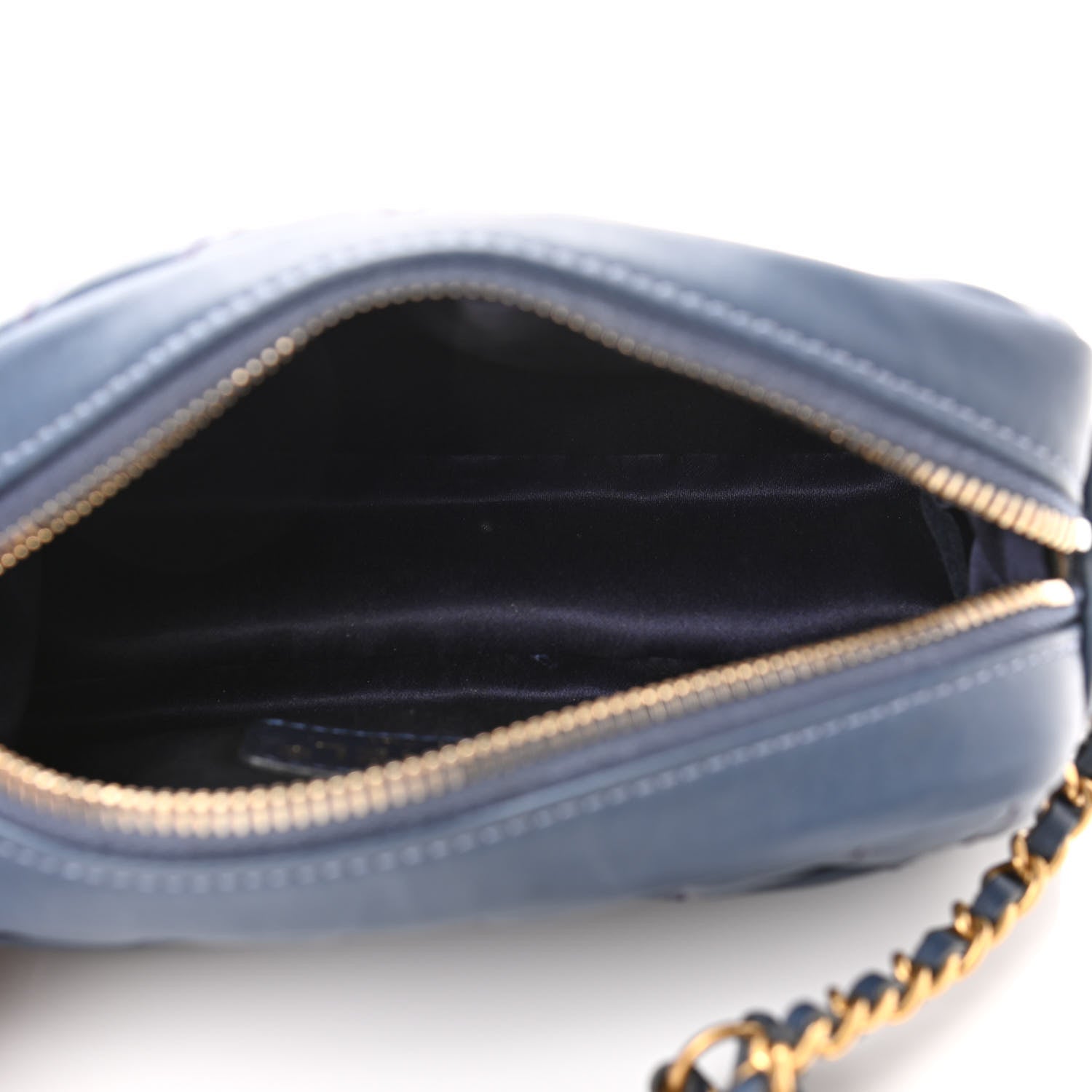 Chanel Calfskin Chevron Quilted Surpique Camera Case Blue 4 of 10