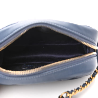 Chanel Calfskin Chevron Quilted Surpique Camera Case Blue 4 of 10
