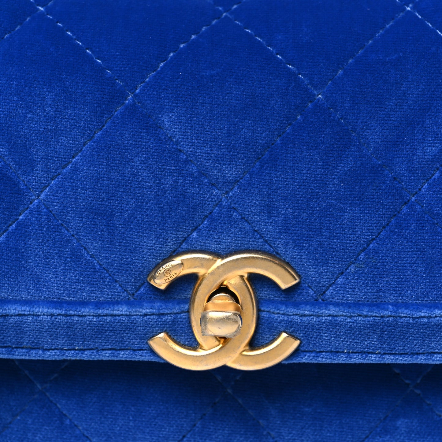 Velvet Quilted Mini Place Vendome Flap Blue