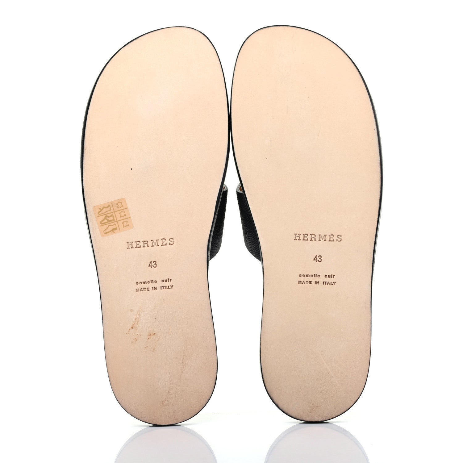 Hermes Epsom Mens Izmir Sandals 43 Black Brique 5 of 11