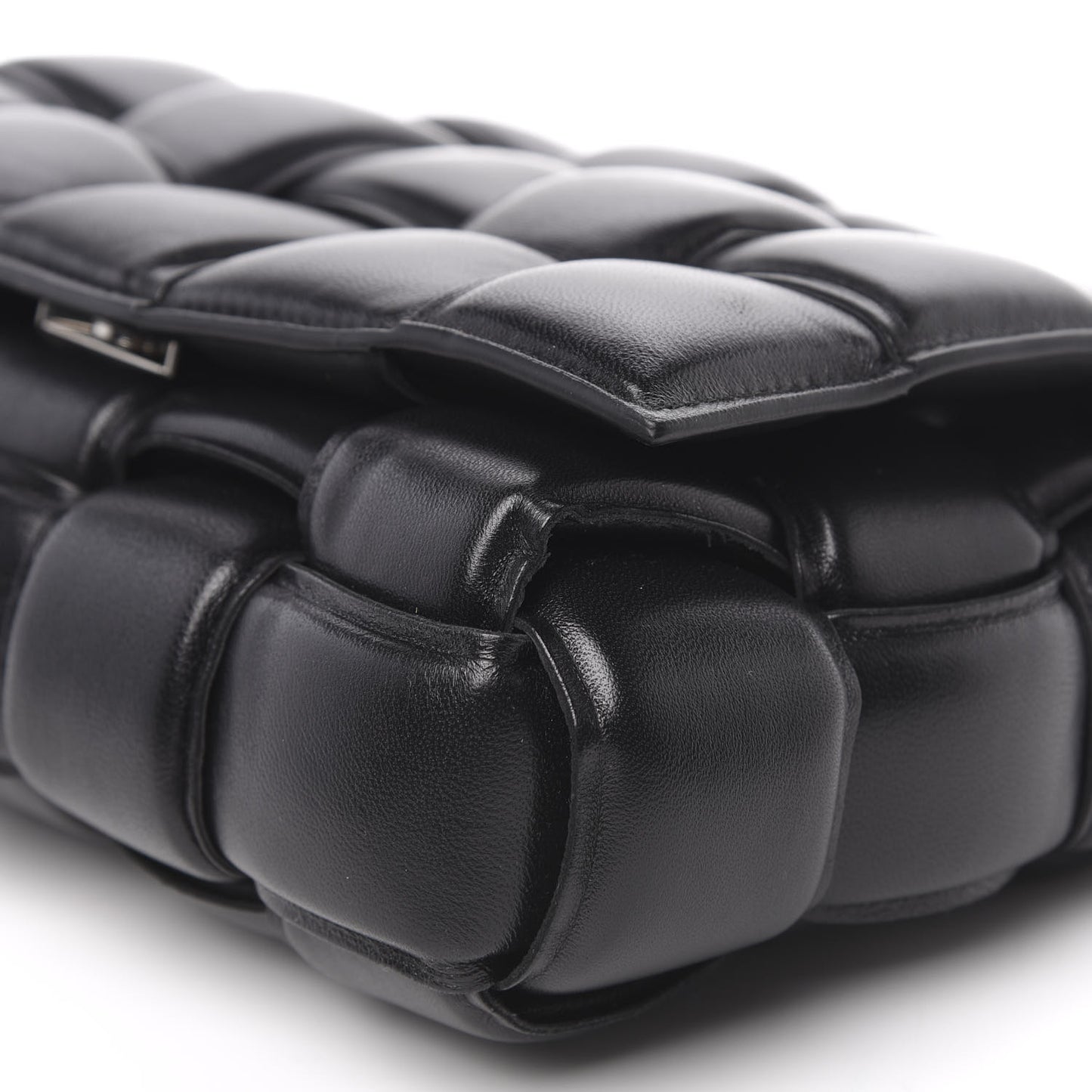 Lambskin Maxi Intreccio Padded Chain Cassette Crossbody Bag Black