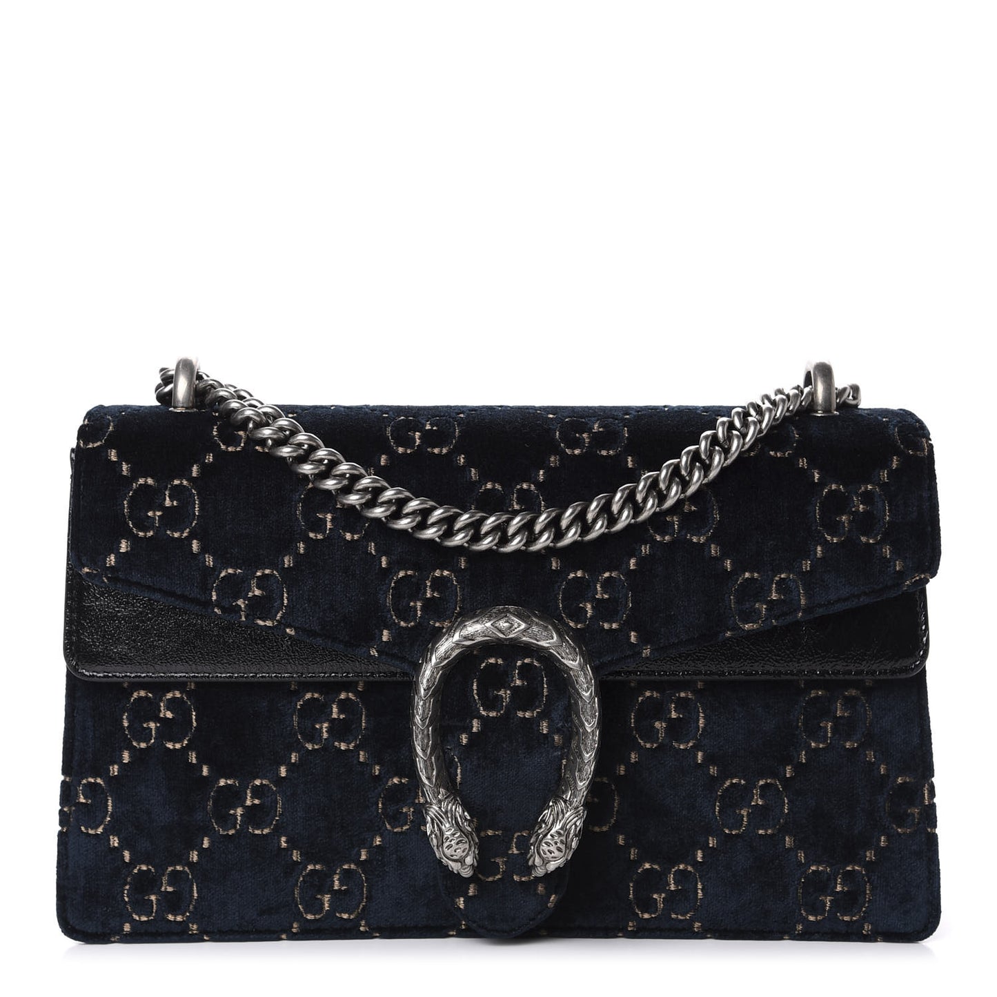 Velvet Skipper GG Monogram Small Dionysus Shoulder Bag Blue Beige Black