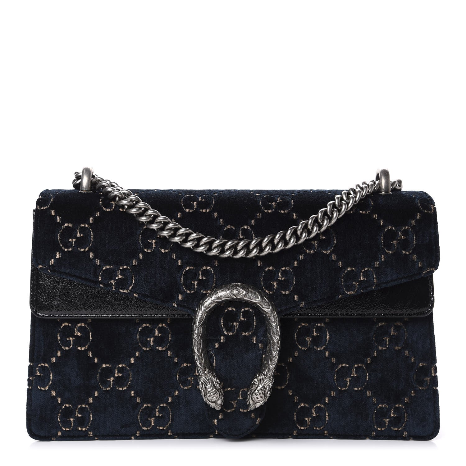 Gucci Velvet Skipper GG Monogram Small Dionysus Shoulder Bag Blue Beige Black 1 of 10