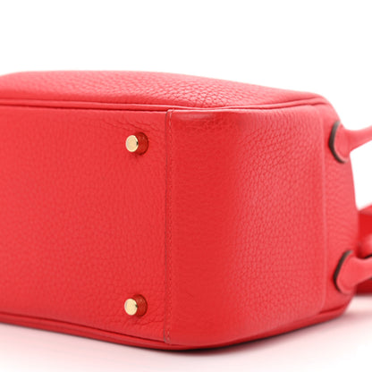 Hermes Taurillon Clemence Mini Lindy 20 Rouge De Coeur 10 of 10